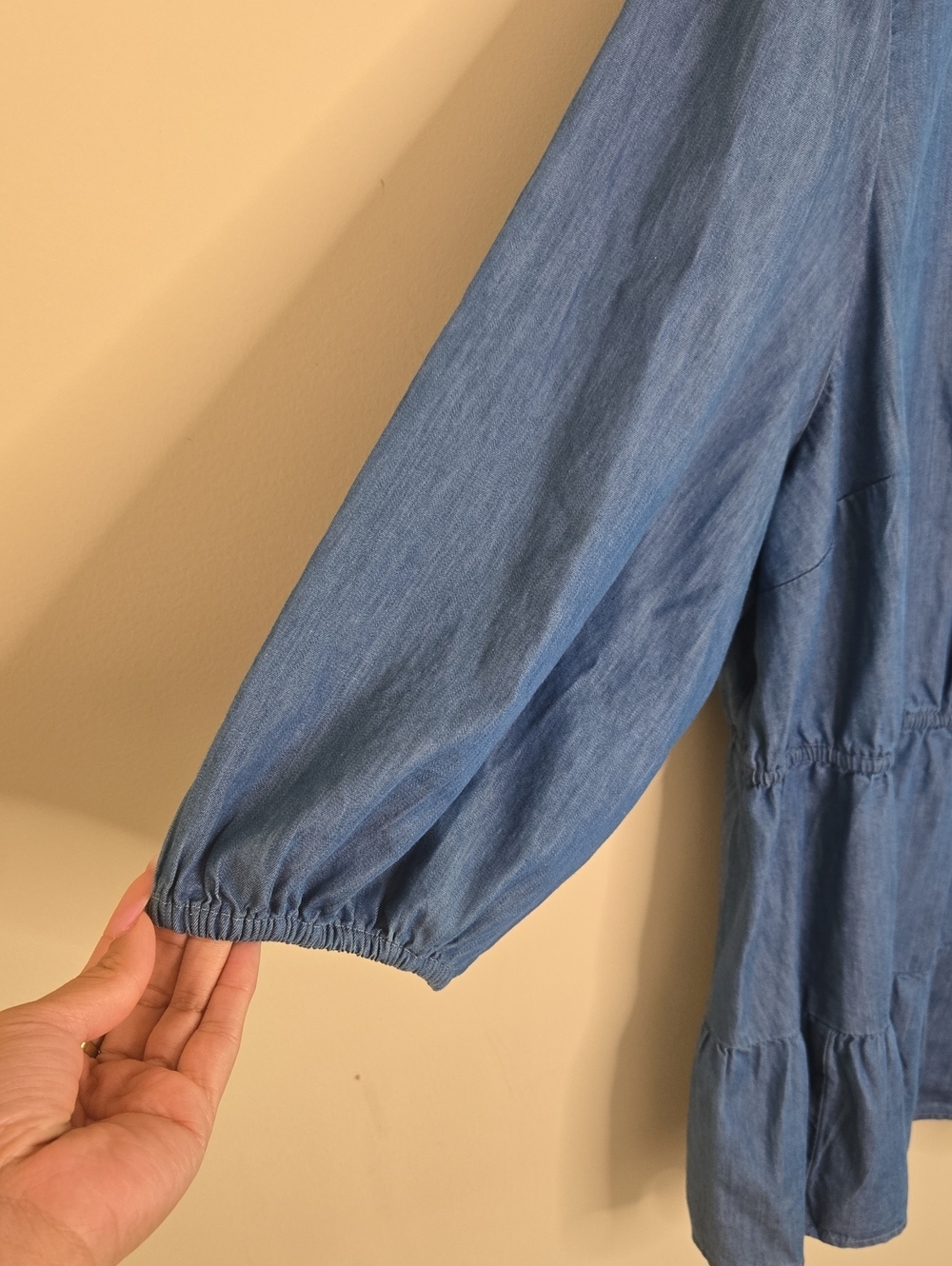 Crown & Ivy Chambray Ruffle Peplum Tunic Top 3X Cottagecore Coastal Grandma - Picture 4 of 8